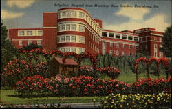 Polyclinic Hospital From Municipal Rose Garden Postcard
