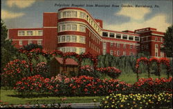 Polyclinic Hospital From Municipal Rose Garden Harrisburg, PA Postcard Postcard