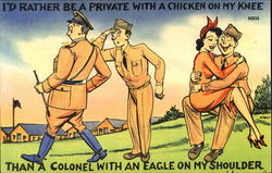 I'D Rather Be A Private With A Chicken On My Knee Comic Postcard Postcard