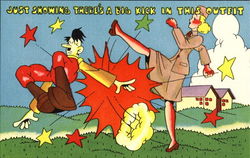 Just Showing There's A Big Kick In This Outfit Comic Postcard Postcard