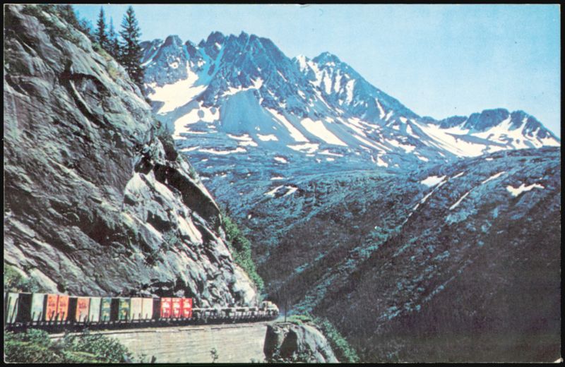 White Pass & Yukon Train on Tunnel Mountain Skagway AK Alaska