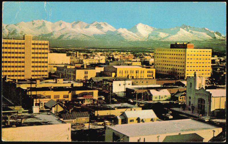 Anchorage Alaska Chugach Range and Downtown Skyline
