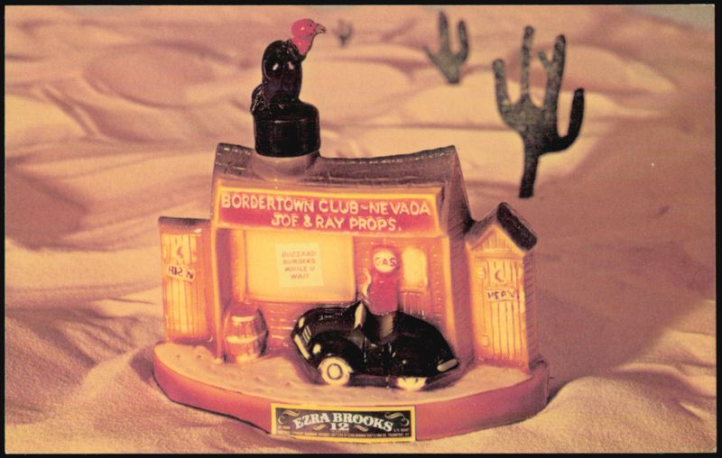 Ezra Brooks 12 Year Bourbon Bordertown Club Decanter Postcard