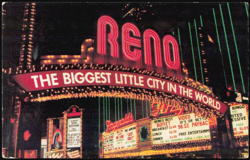 Reno Arch and Downtown Casinos at Night Nevada