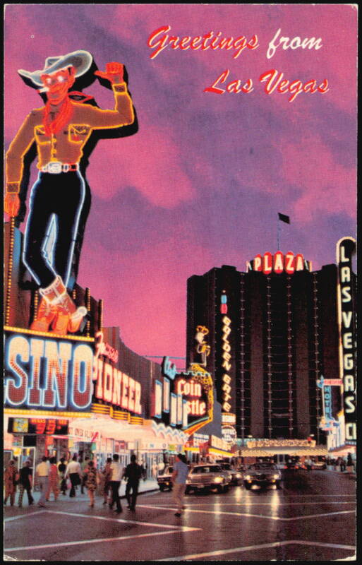 Fremont Street Neon Lights and Las Vegas Cowboy Sign Nevada