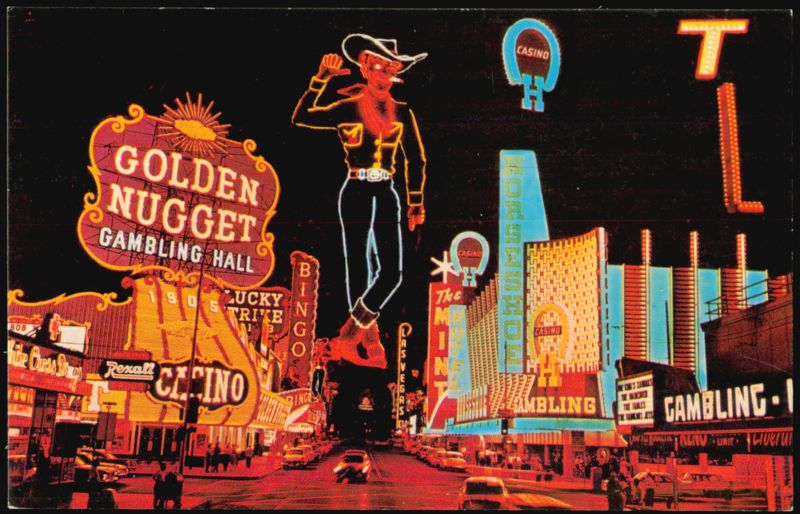 Fremont Street Neon Signs at Night Las Vegas Nevada