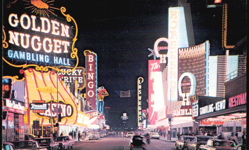 Fremont Street Casino District at Night Las Vegas Nevada