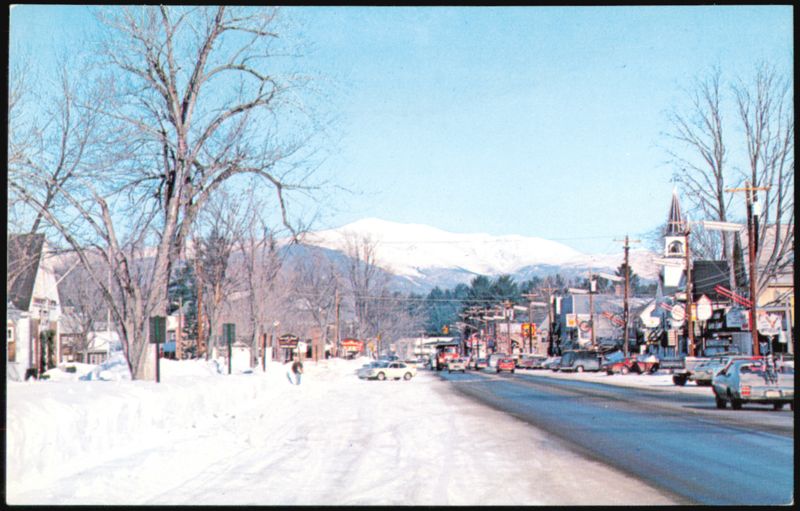 Main Street with Mt. Washington in Winter North Conway New Hampshire