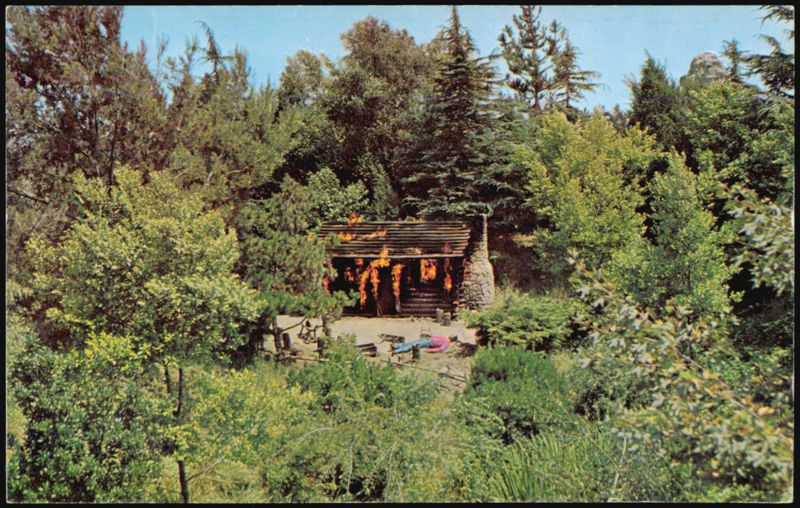 Burning Settler's Cabin Tom Sawyer's Island Disneyland Anaheim California