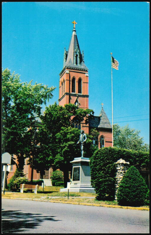 Huntington Square, Josiah Bartlett Statue & St. Joseph's Church Amesbury Massachusetts