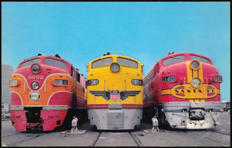 Southern Pacific, Union Pacific, & Santa Fe Streamliners Los Angeles California