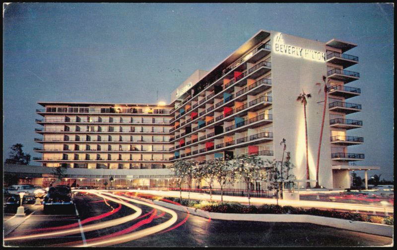 The Beverly Hilton Hotel at Night, Beverly Hills California