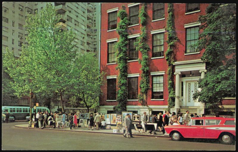 Greenwich Village Street Scene with Art Display New York
