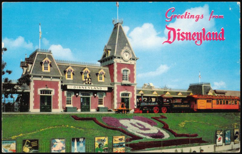 Santa Fe and Disneyland Depot with Floral Mickey Mouse Anaheim California