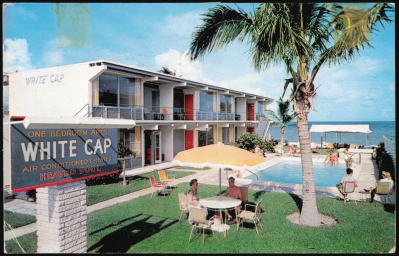 White Cap Apartment Motel Pool and Palm Trees Fort Lauderdale Florida