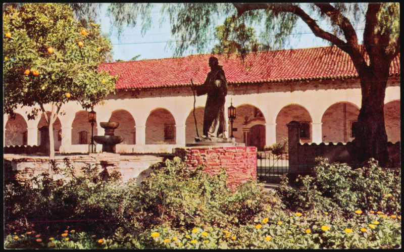 Mission San Fernando Rey De Espana Garden and Statue San Fernando Valley California