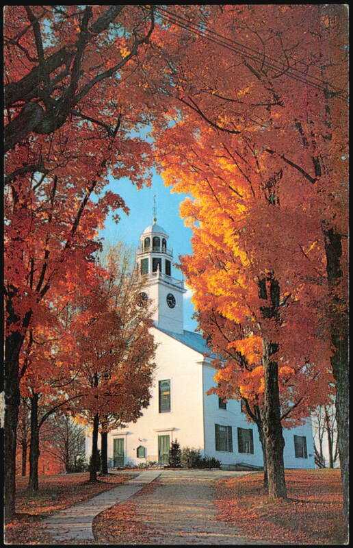 Town Hall and Church Building in Autumn Greenfield New Hampshire
