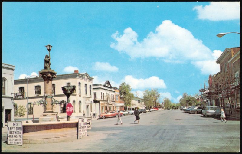 Main Street Fountain and Business District Geneseo New York