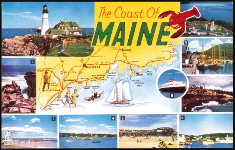 The Coast of Maine Multi-View Scenic Postcard