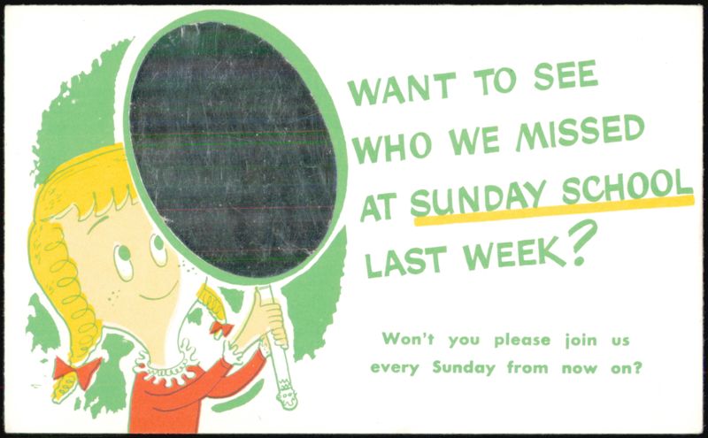 Sunday School Attendance Reminder Card Religious