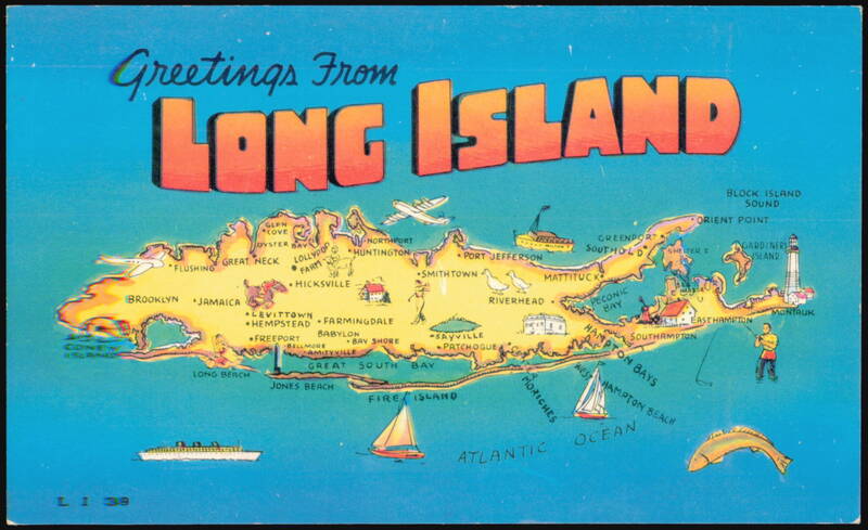 Greetings From Long Island Map Vacation Paradise New York