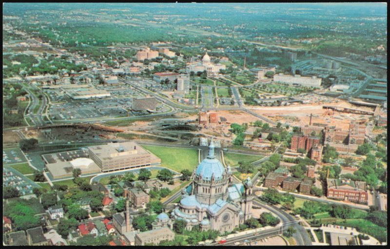 Aerial View of the Saint Paul Cathedral and Minnesota State Capitol Area St. Paul