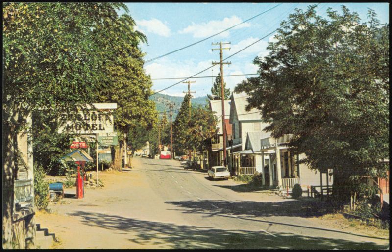 Street Scene with Buildings and Trees Sierra City California