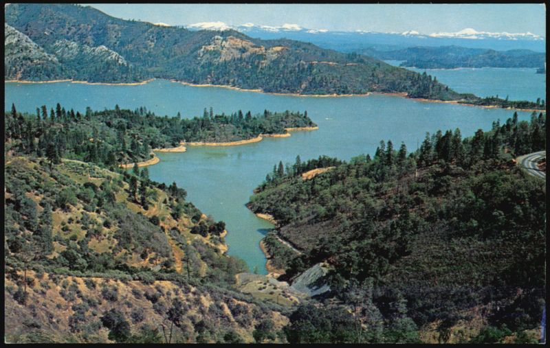 Shasta Lake Panorama with Snow-Capped Mountains California