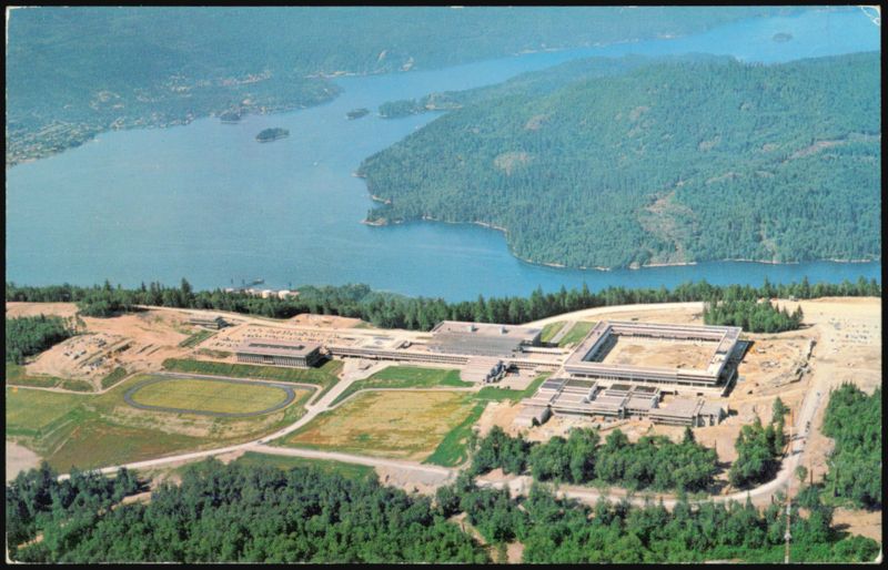 Simon Fraser University Aerial Looking North Burnaby BC Canada