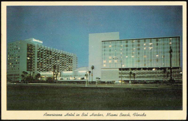 Americana Hotel Night View with Personal Message Miami Beach Florida