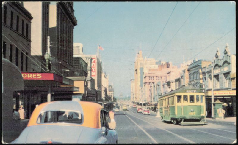 Swanston Street looking south from Lonsdale Street Melbourne Australia