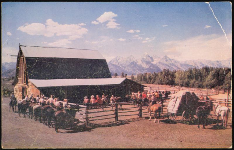 Cattle Ranch in Teton Valley, Guests and Horses Wyoming