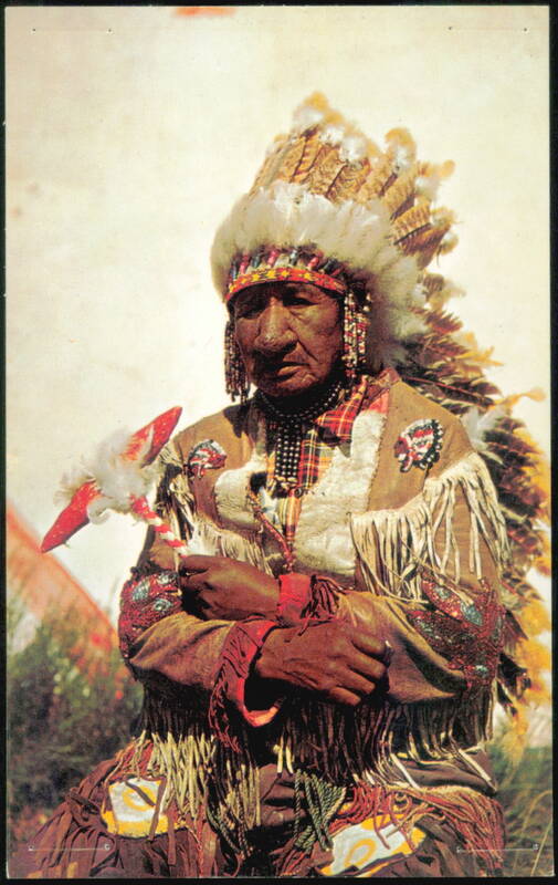 Old Indian Chief in Traditional Headdress and Regalia