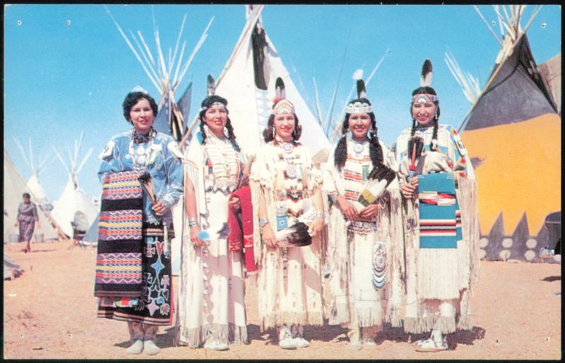 Native American Indian Maidens in Traditional Dress