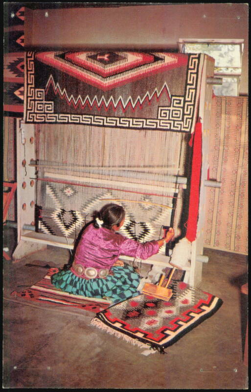 Navajo Woman Weaving Rug in New Mexico Native Americana