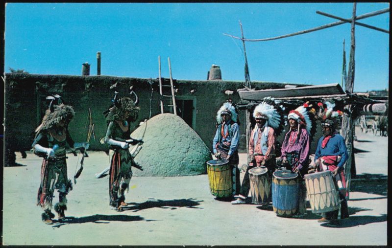 Ceremonial Buffalo Dance in New Mexico Indian Settlement