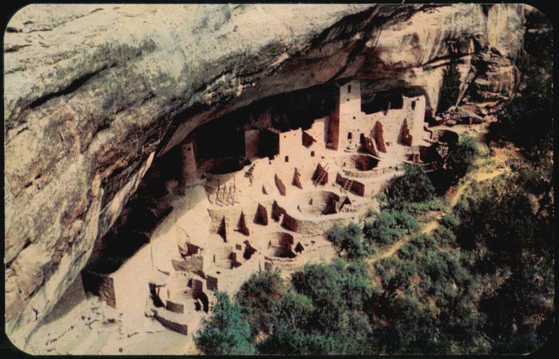 View of Spruce Tree House from the Cañon Rim Mesa Verde National Park Colorado