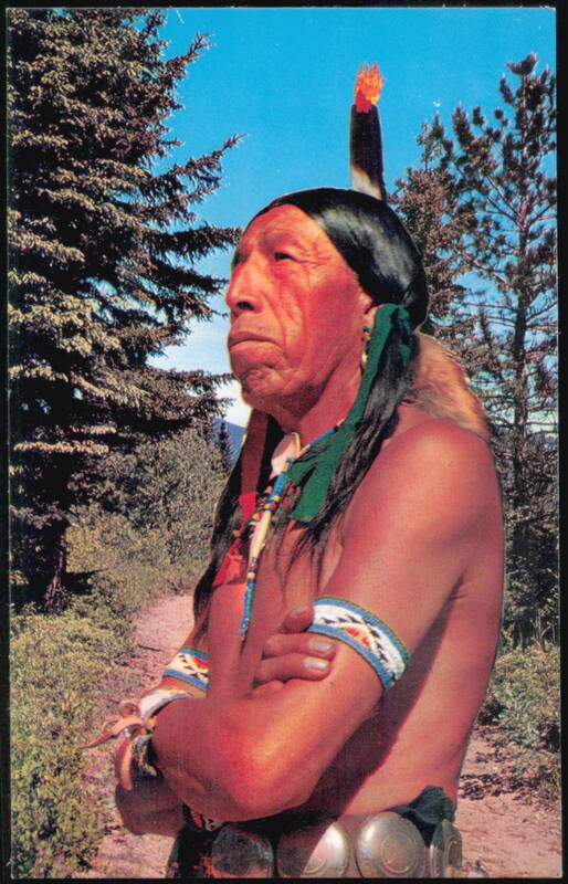 Native American Man in Traditional Attire with Feather