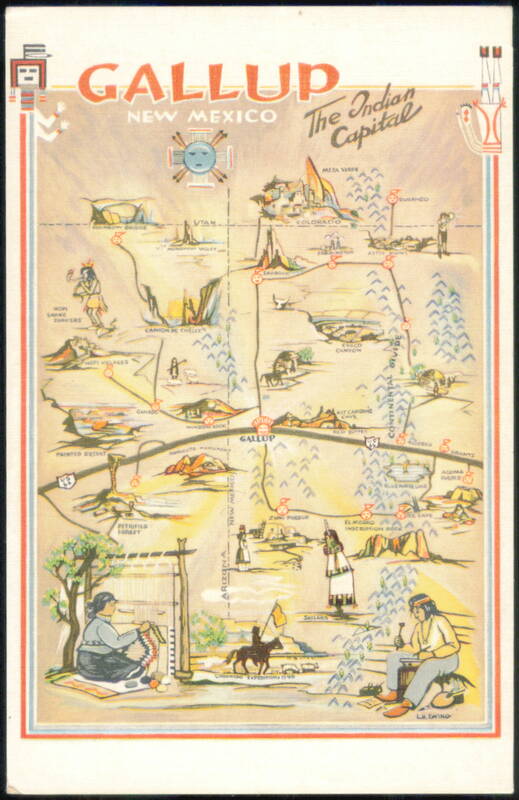 Gallup New Mexico The Indian Capital Pictorial Map