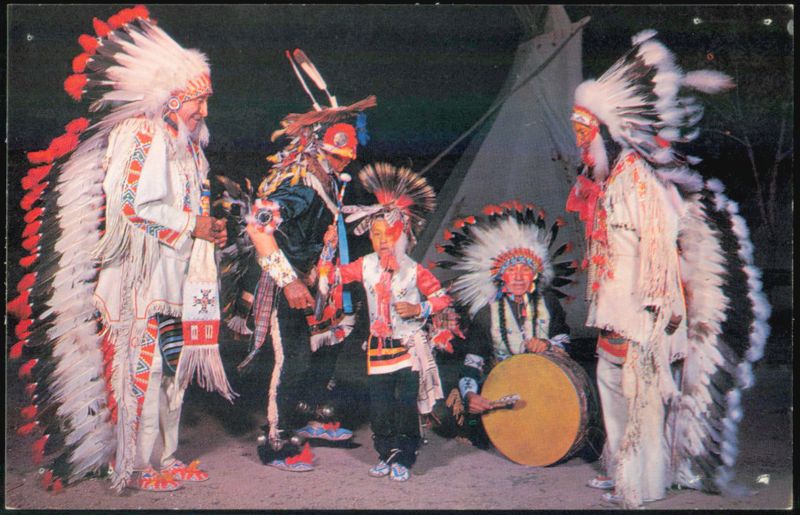 Indian War Dancers Bedecked in Full Tribal Regalia