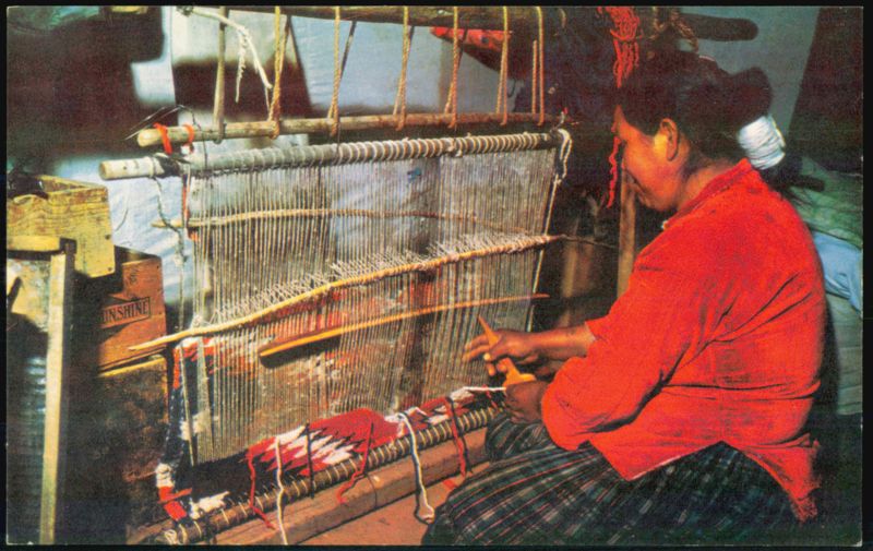 Navajo Rug Weaver Creating Traditional Textile on Loom