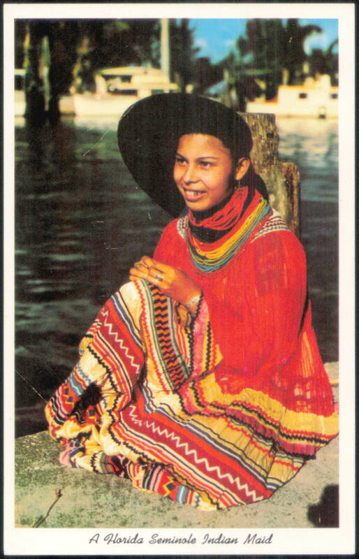 A Florida Seminole Indian Maid in Traditional Dress