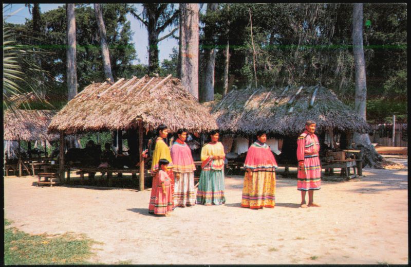 Seminole Indians in Native Surroundings, Silver Springs Florida