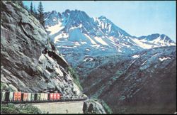 White Pass & Yukon Train on Tunnel Mountain Skagway AK Postcard