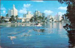 Hotel Row and Indian Creek, Miami Beach, Florida Postcard