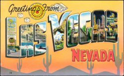 Greetings From Las Vegas Nevada Large Letter Scenic View Postcard