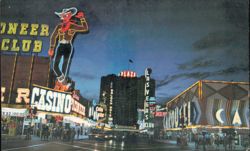 Fremont Street Looking West towards Plaza Hotel Las Vegas Postcard