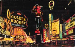 Fremont Street at Night with Casino Neon Lights Postcard