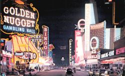 Fremont Street Casino District at Night Postcard