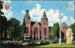 Rijksmuseum Amsterdam with Canal and K.L.M. Flight Message Postcard